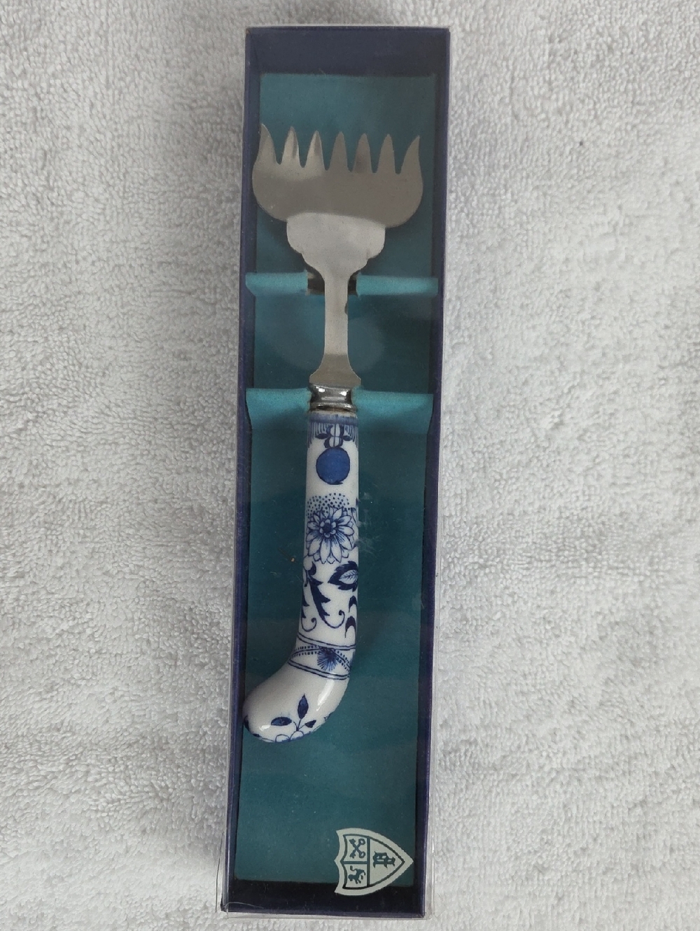Blue Floral Ceramic Handle Pasta Server